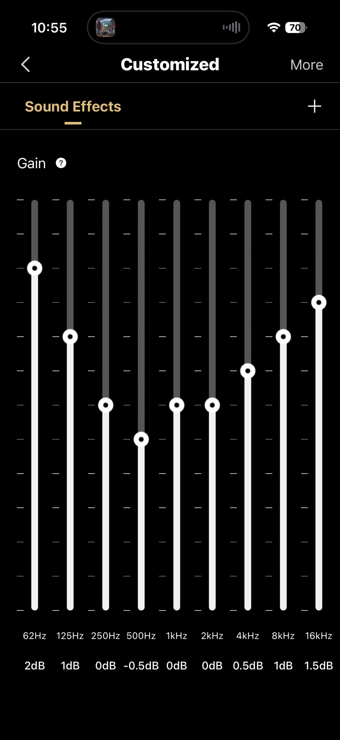 Screenshot of the Edifier ConneX app while connected to the M90's