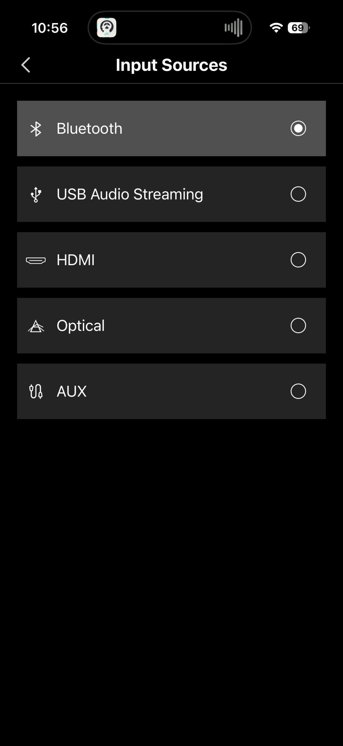 Screenshot of the Edifier ConneX app while connected to the M90's