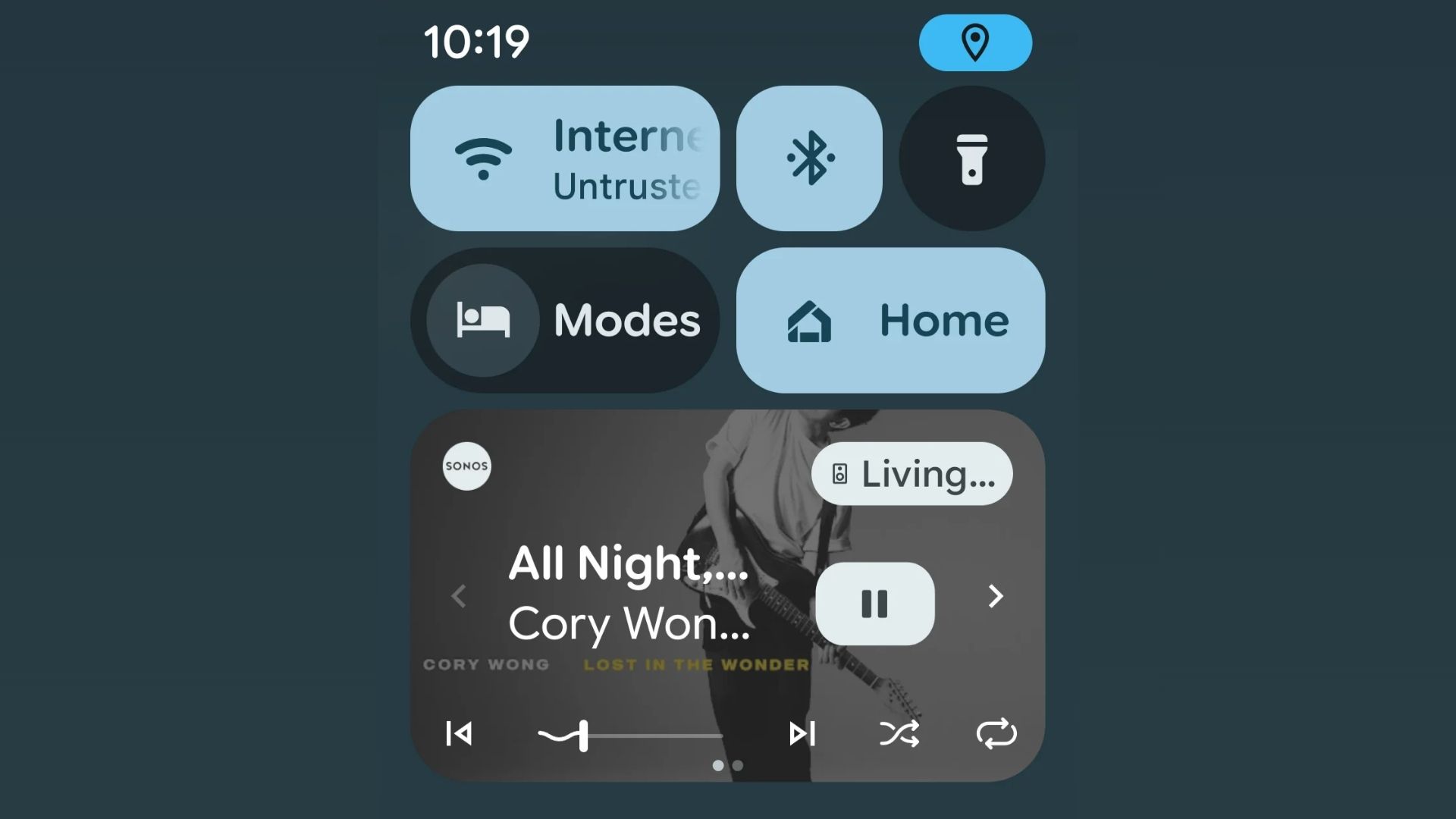 A screenshot of Android’s media playback controls.
