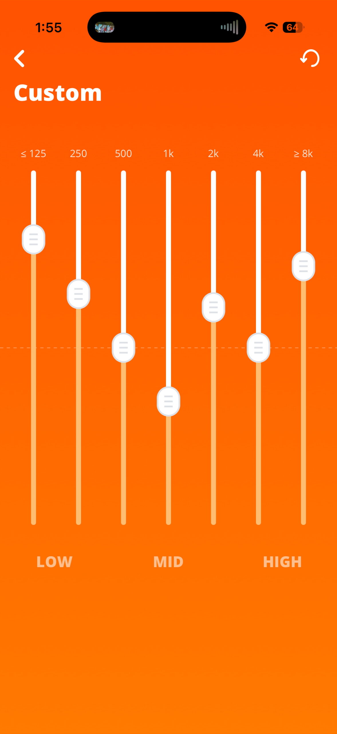 JBL Portable is an application equalizer with low, mid, and high frequency sliders