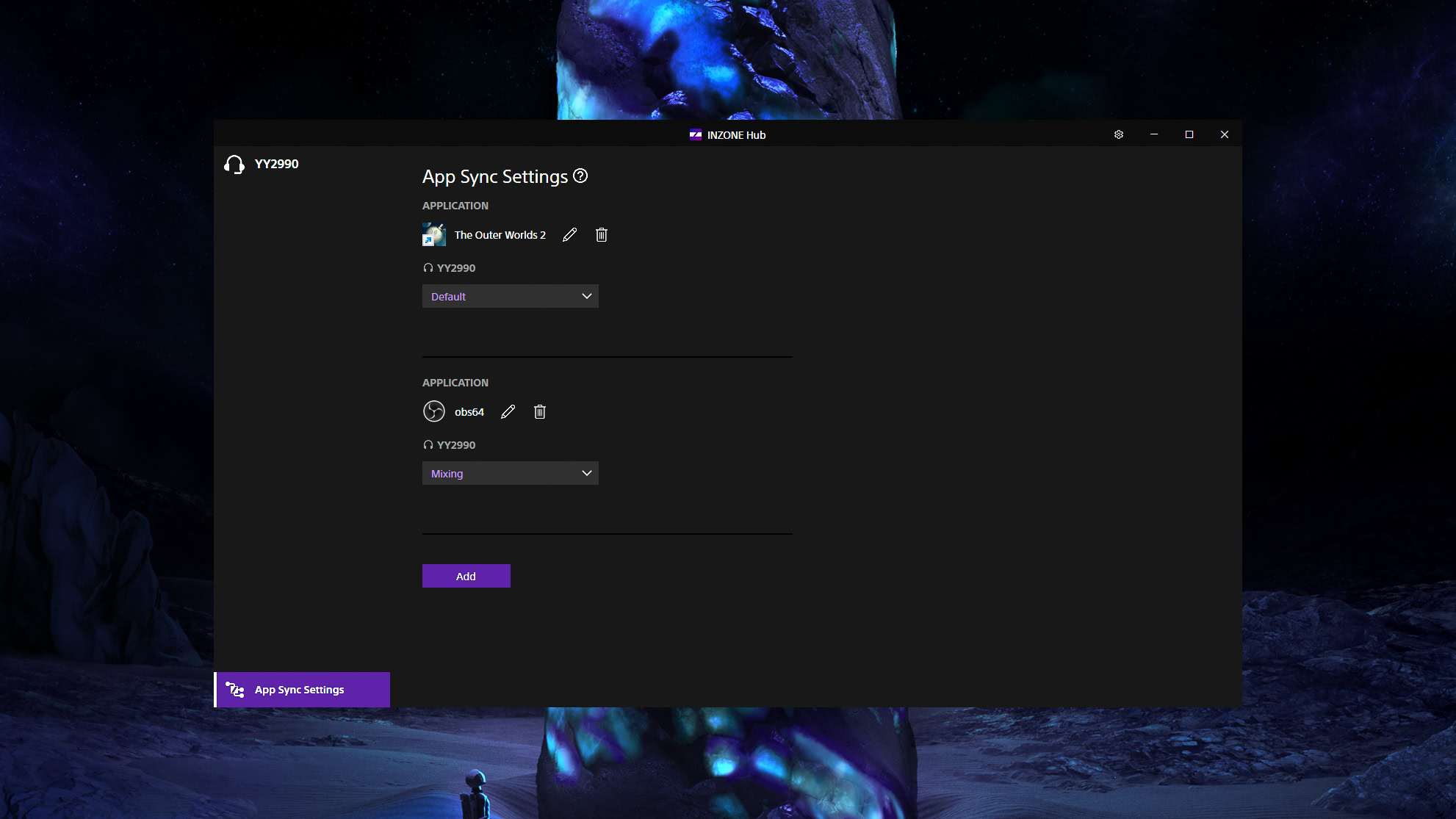 App sync settings on the INZONE app make profiles switch automaticaly.