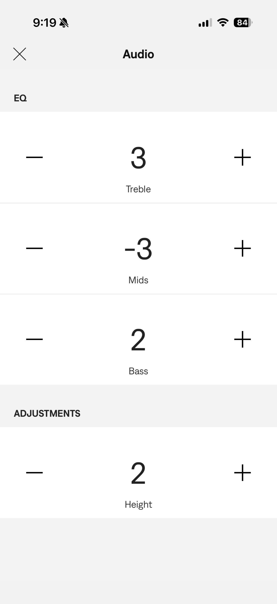 Screenshot of the Bose app while connected to a Lifestyle Ultra speaker.