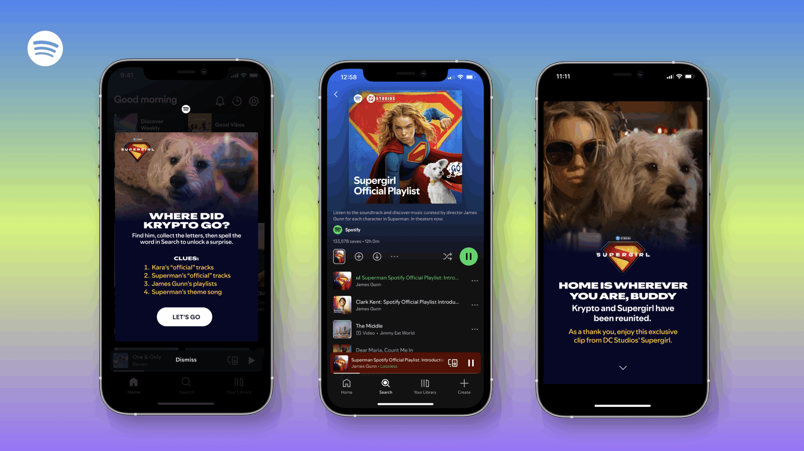 Krypto Scavenger_PR Screenshots spotify supergirl official playlist krypto scavenger hunt phone screen