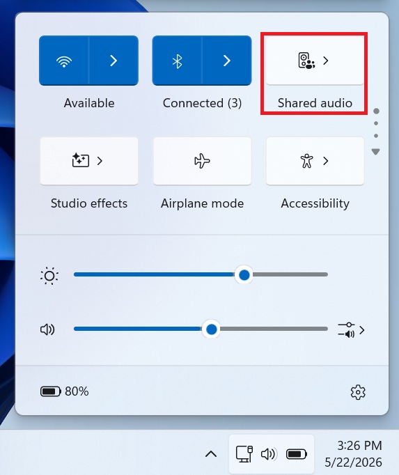 Shared-audio-in-Windows-11-Quick-Settings