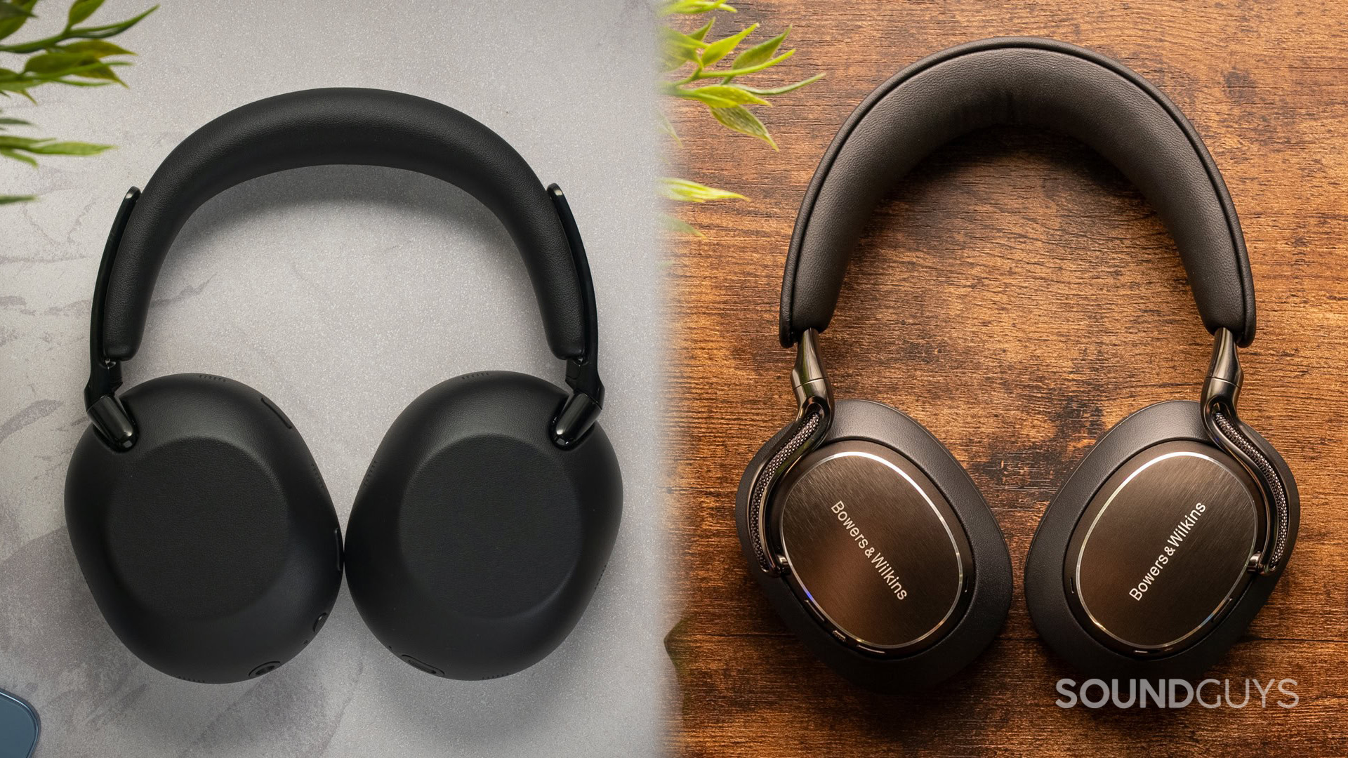 A side-by-side composite of the Sony 1000X The Collexion on the left, and the Bowers & Wilkins PX8 S2 on the right.
