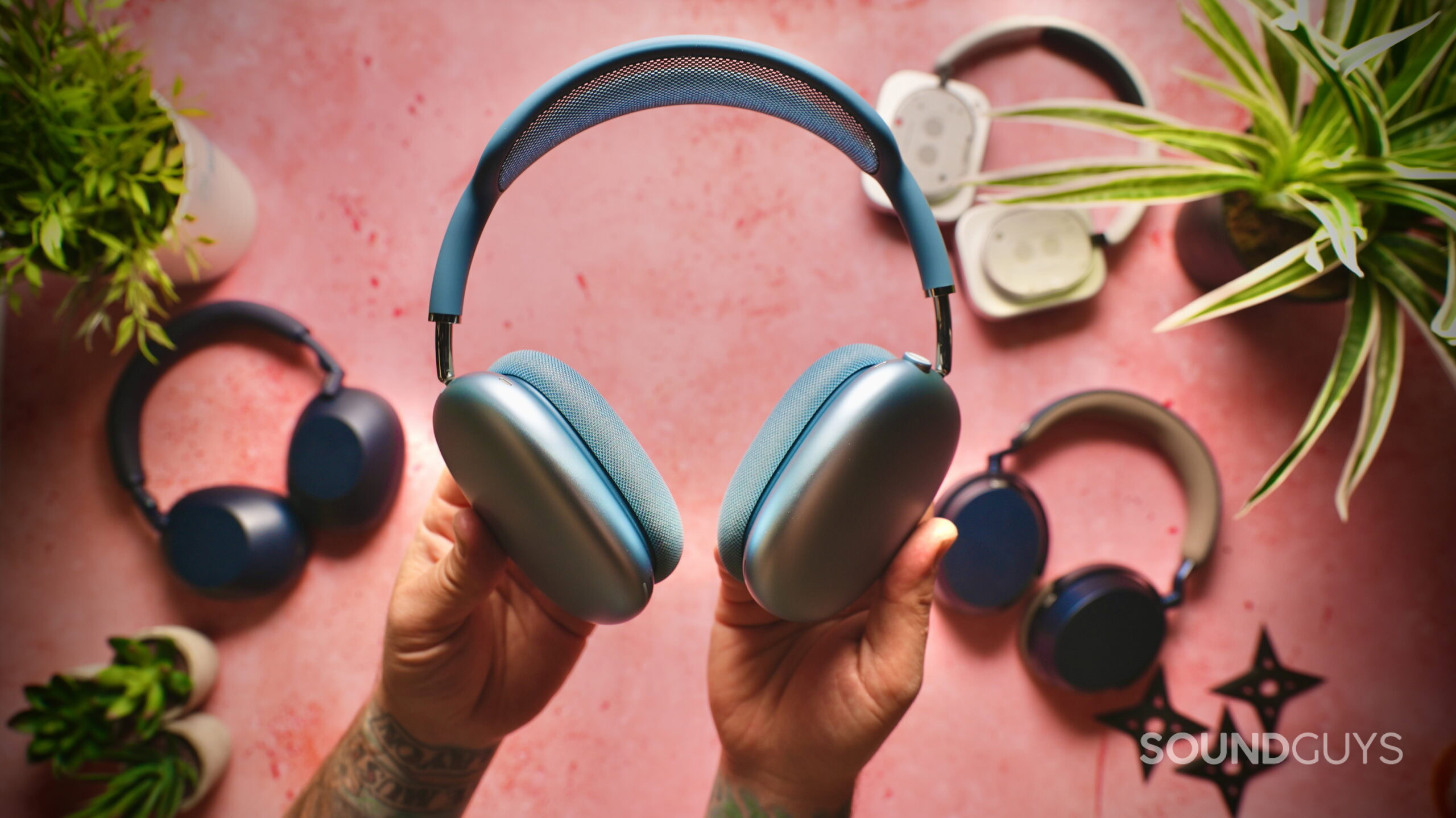 3 Headphones to buy instead of the AirPods Max 2 - 1 Apple AirPods Max surrounded by competing premium wireless over-ear headphones for comparison.