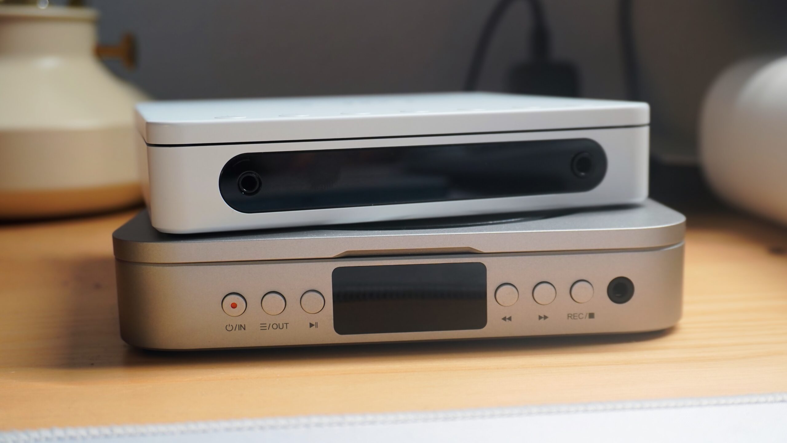 The ports on the front of the Fiio DM13 (top) and Fosi Audio Merak (bottom).
