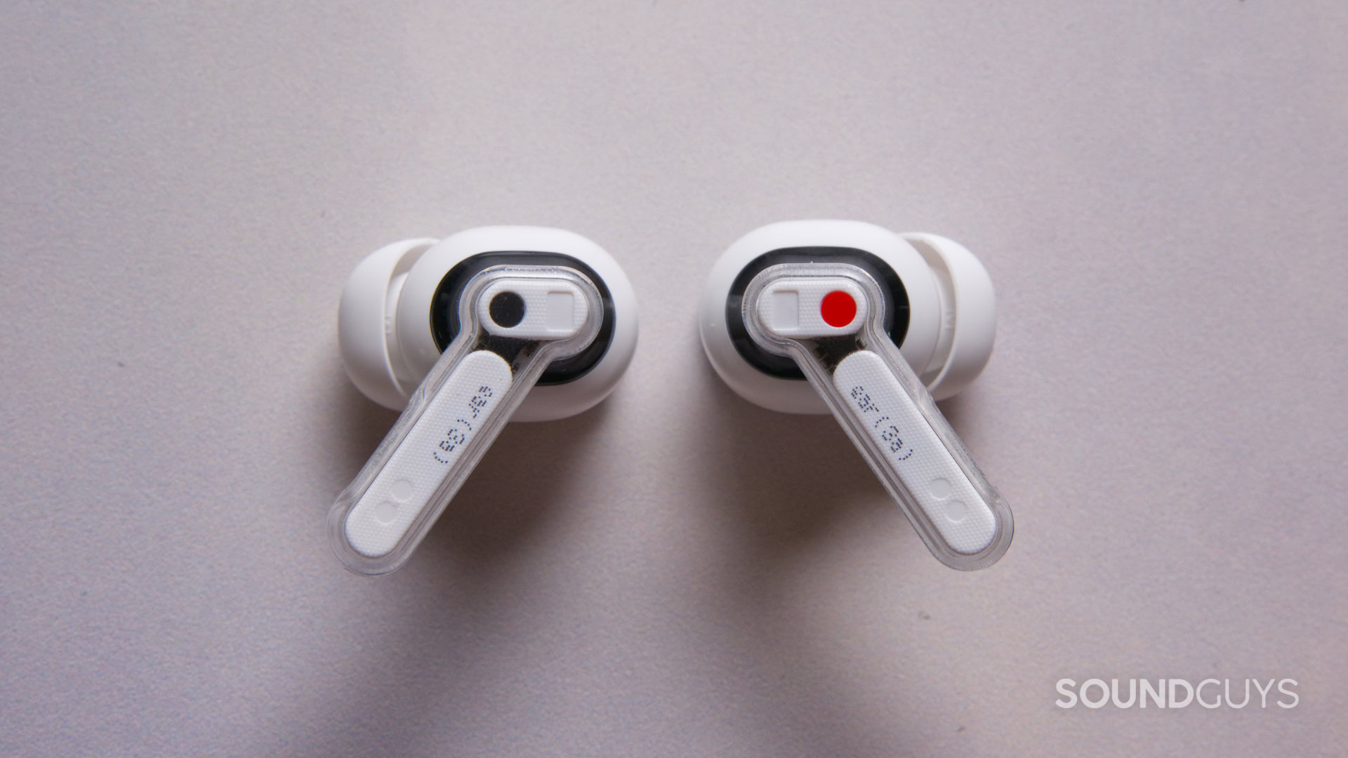 nothing ear 3a buds A photo of the Nothing Ear (3a)'s earbuds, obverse.