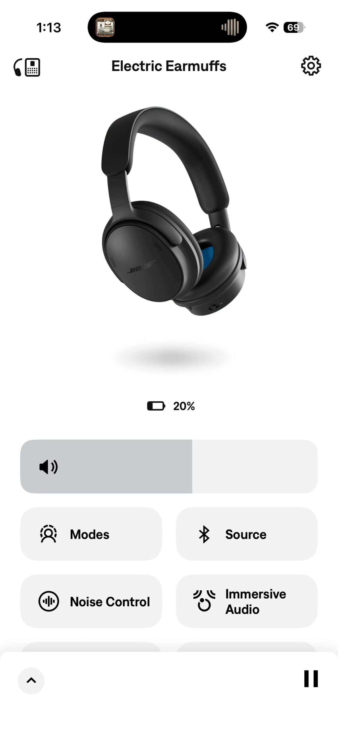 Bose app controls for the QuietComfort Headphones (2nd Gen).