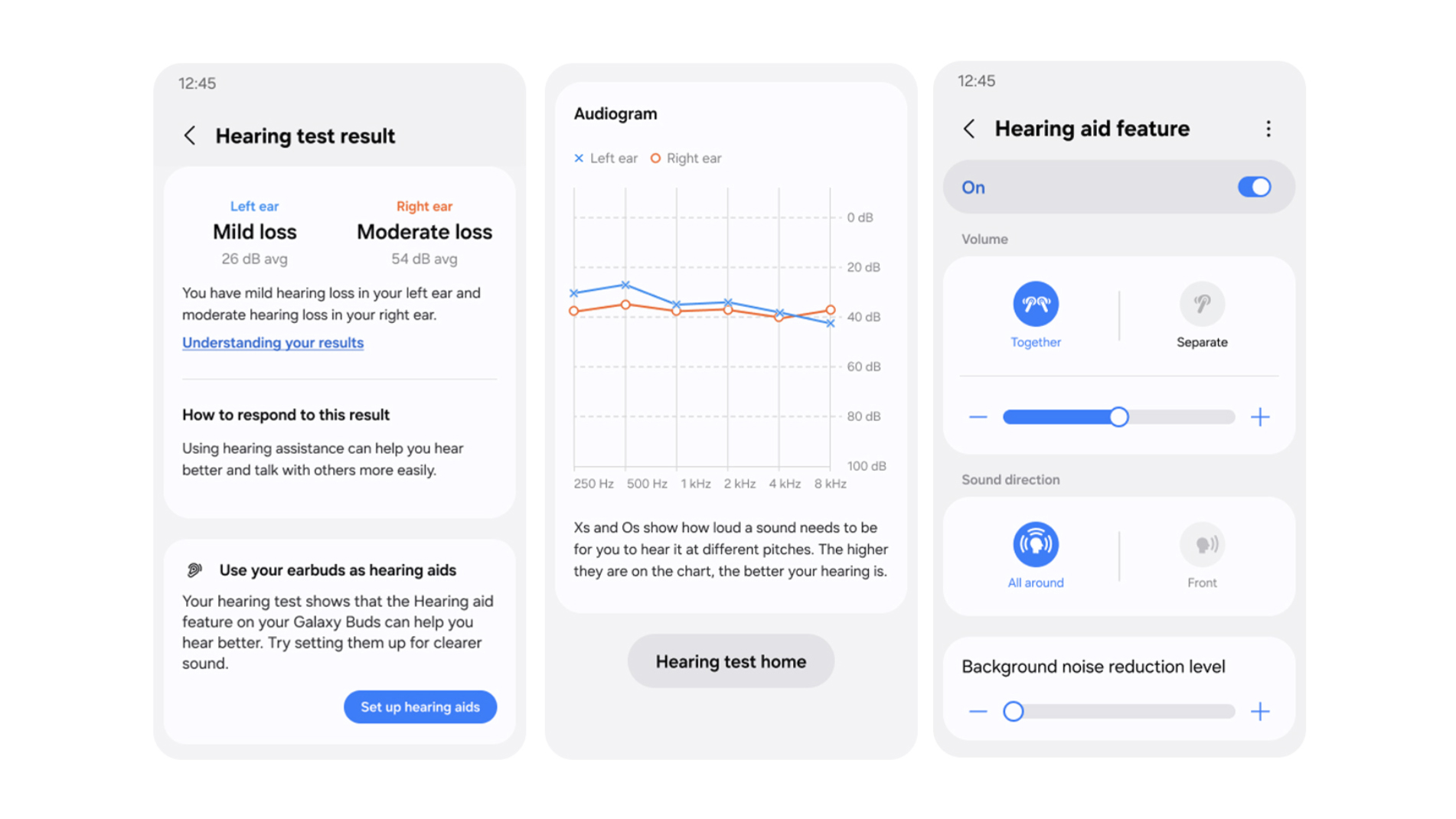 Screenshot Samsung Galaxy Buds hearing aids