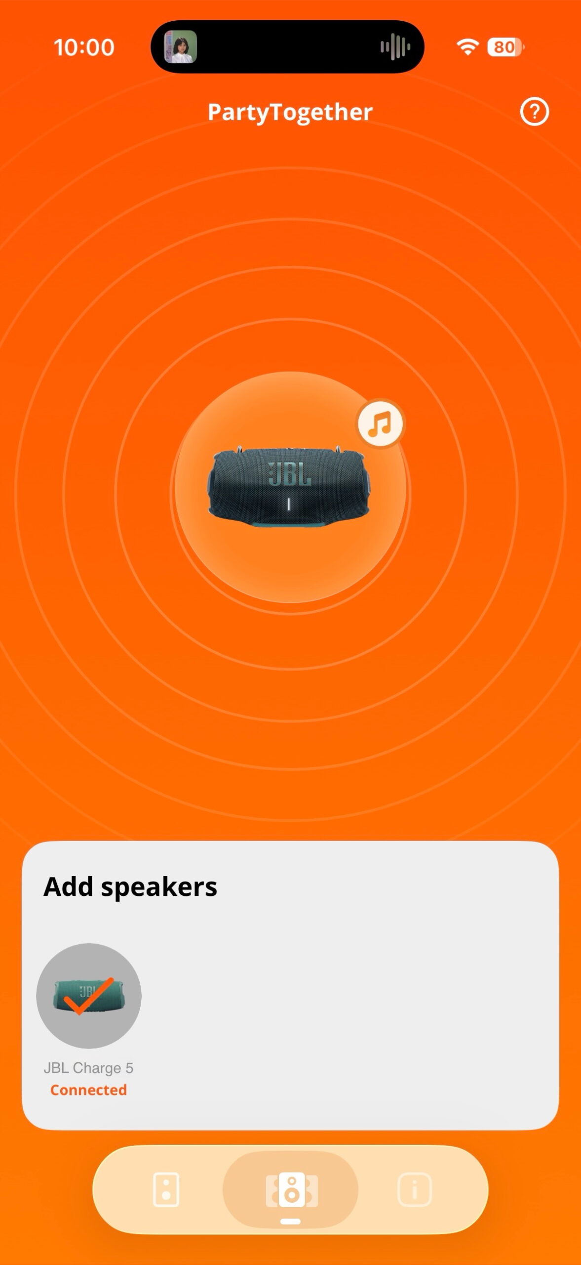 JBL Charge 5 connected to the Xtreme 4 using PartyBoost in the JBL Portable app