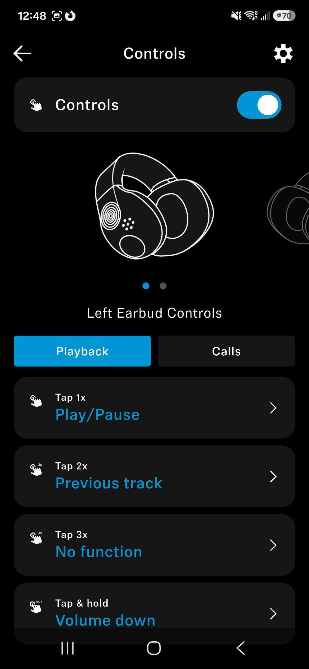A screenshot of the Sennheiser ACCENTUM Clip's screens within the Sennheiser Smart Control Plus app.