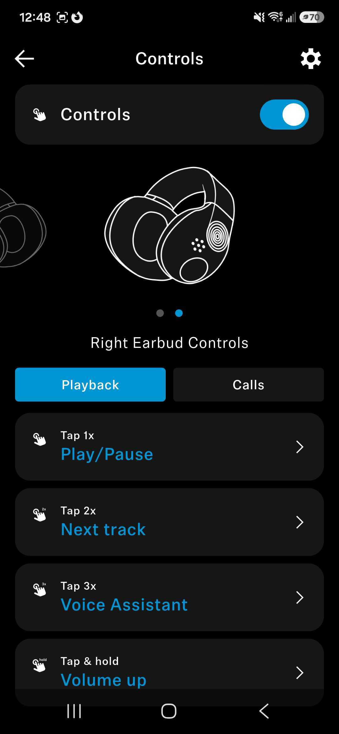 A screenshot of the Sennheiser ACCENTUM Clip's screens within the Sennheiser Smart Control Plus app.