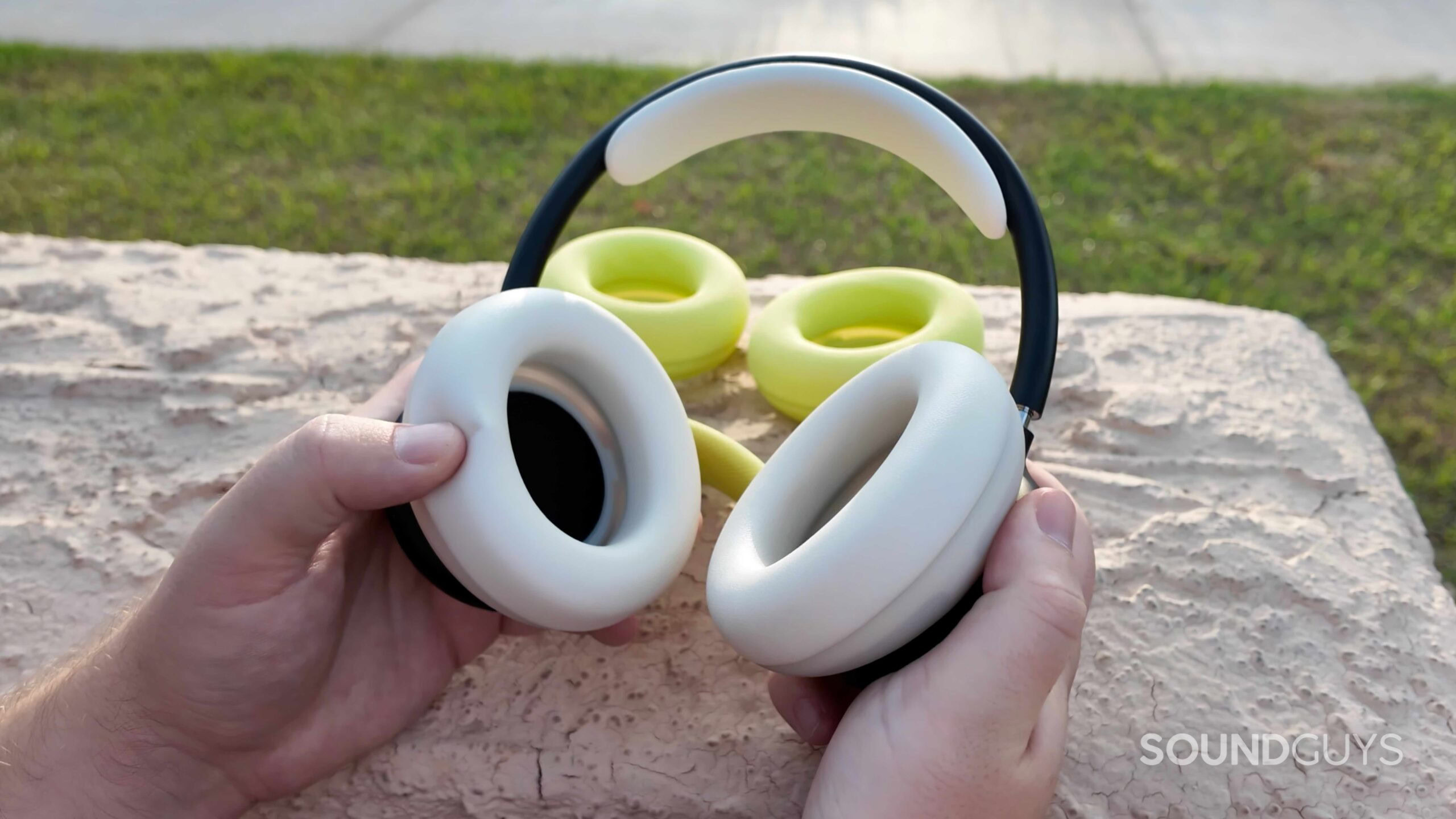 The Beats 360 with UltraPlush cushions in the hand.