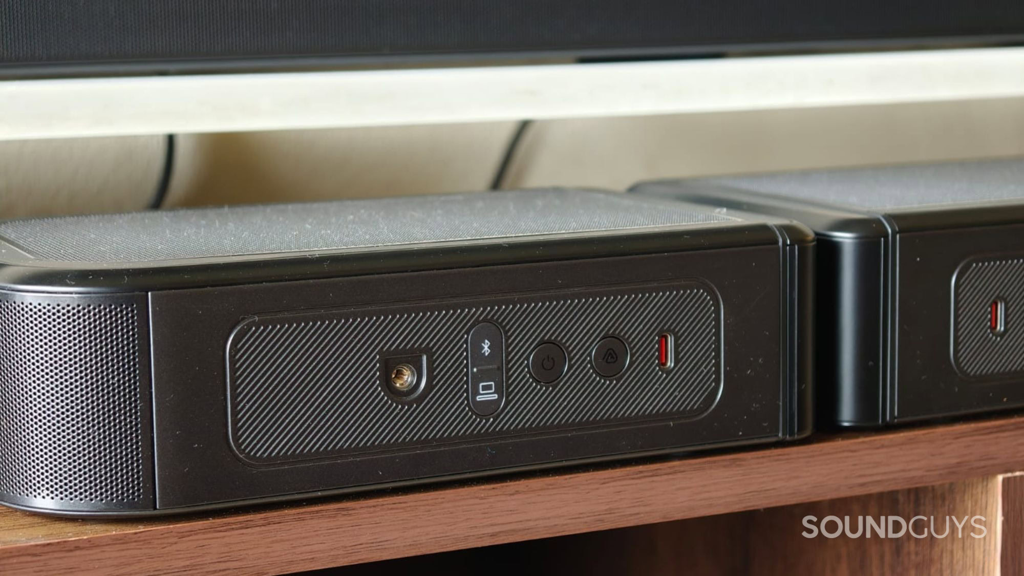 JBL Bar 1300MK2 detachable speakers on the TV cabinet