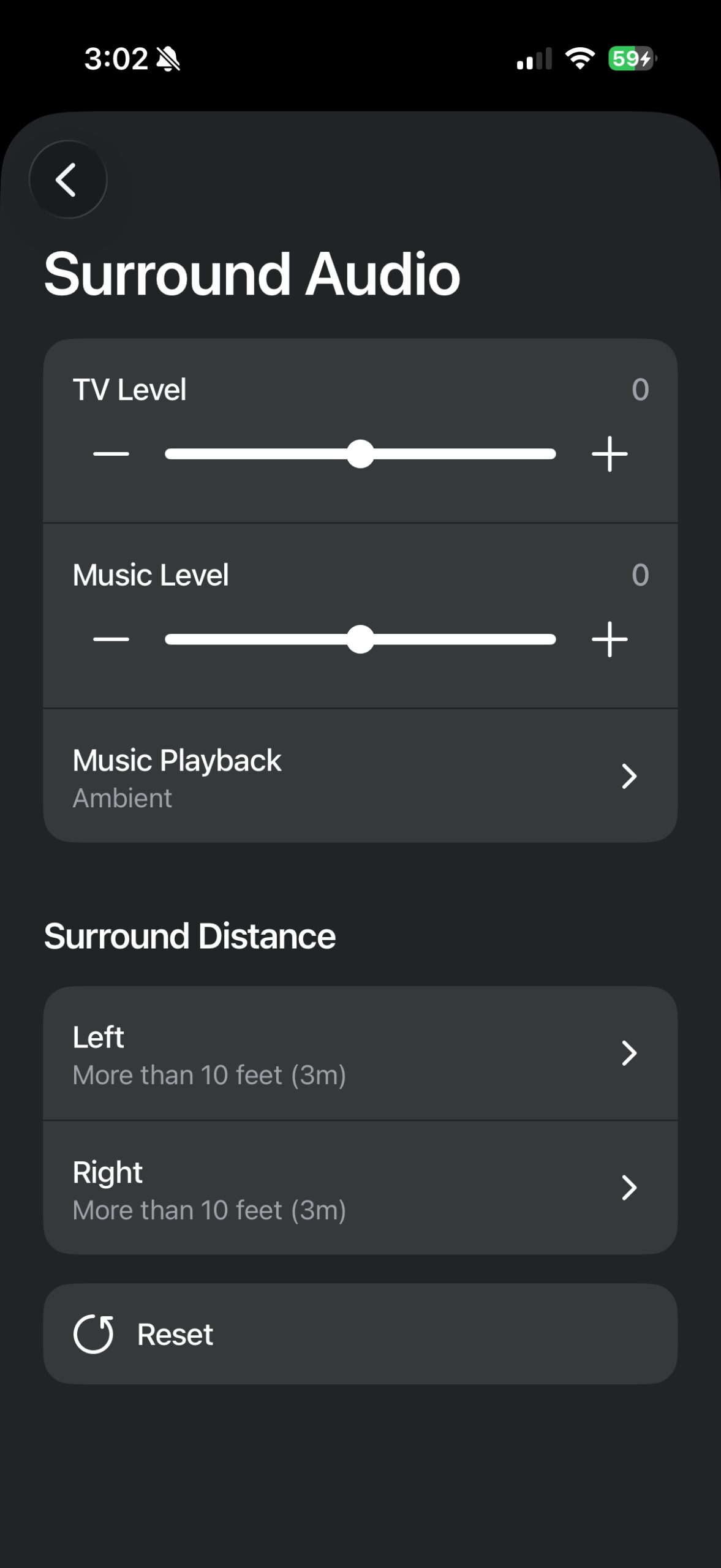 Sonos app Surround Audio settings for Play speakers paired with the Beam Ultra