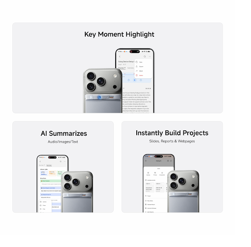 Soulog Sense AI summaries Projects extend that organization across sessions. Related recordings and supporting material stay together for questions, analysis, and quick playback. Soulog AI can connect information from earlier conversations with the current one, helping you follow how an idea or project develops. Imagine preparing for a second client meeting. The first recording contains the original brief, a later conversation captures a change in priorities, and an attached document supplies background. Keeping those materials in one Project gives you a place to ask about what changed and prepare a follow-up using the captured information.