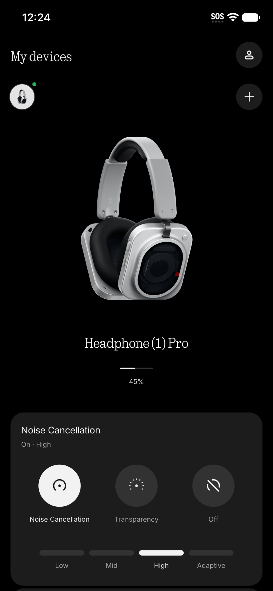 A screenshot of the Nothing X app.