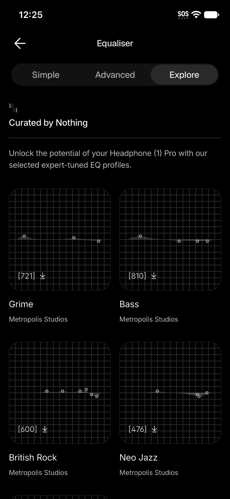 A screenshot of the Nothing X app.