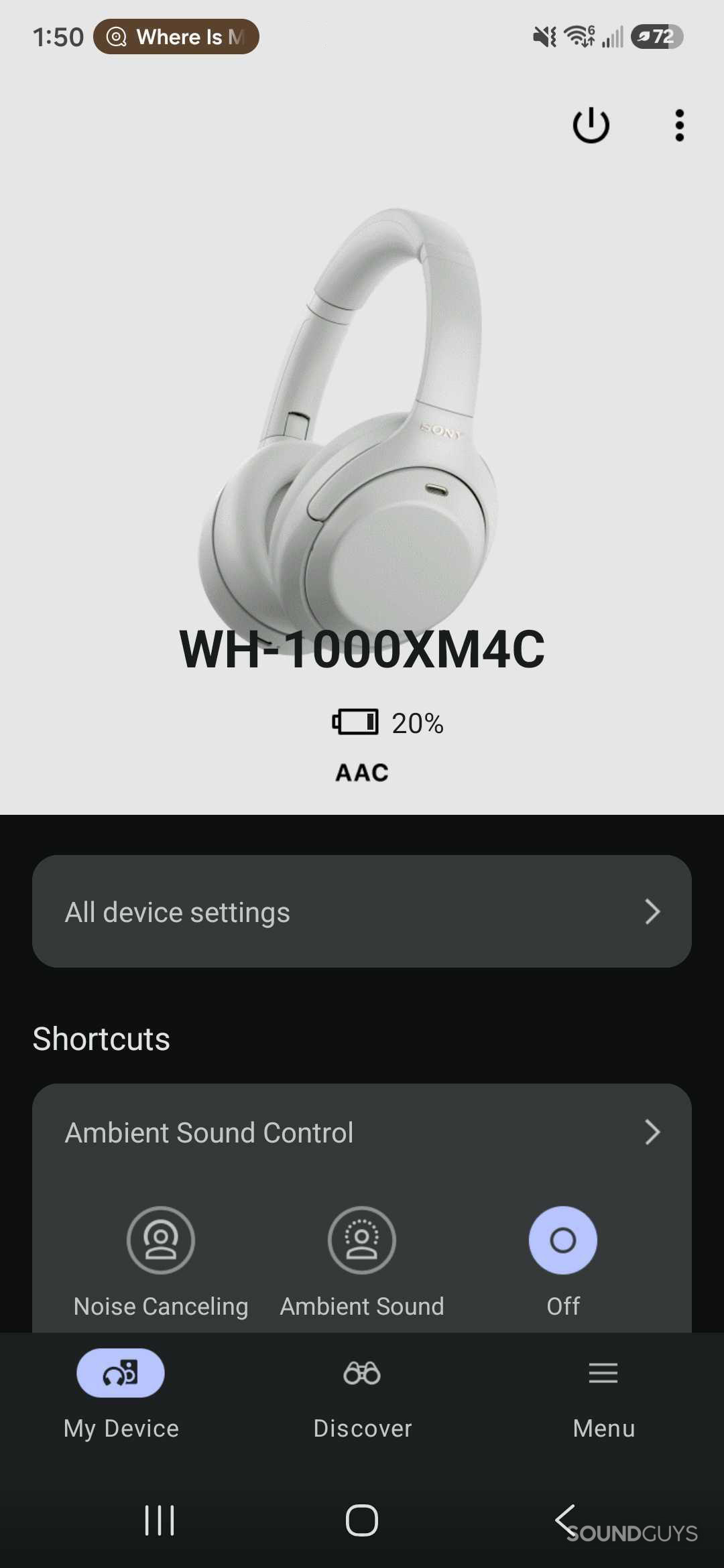 A screenshot of the Sony Sound Connect app.