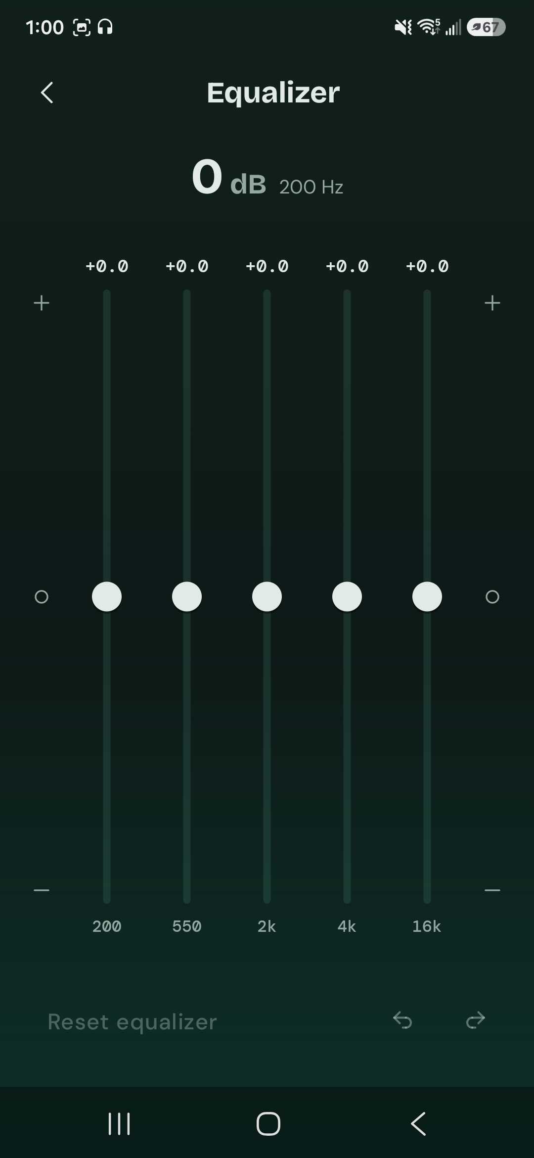 A screenshot of the Fairphone Fairbuds 2's equalizer.