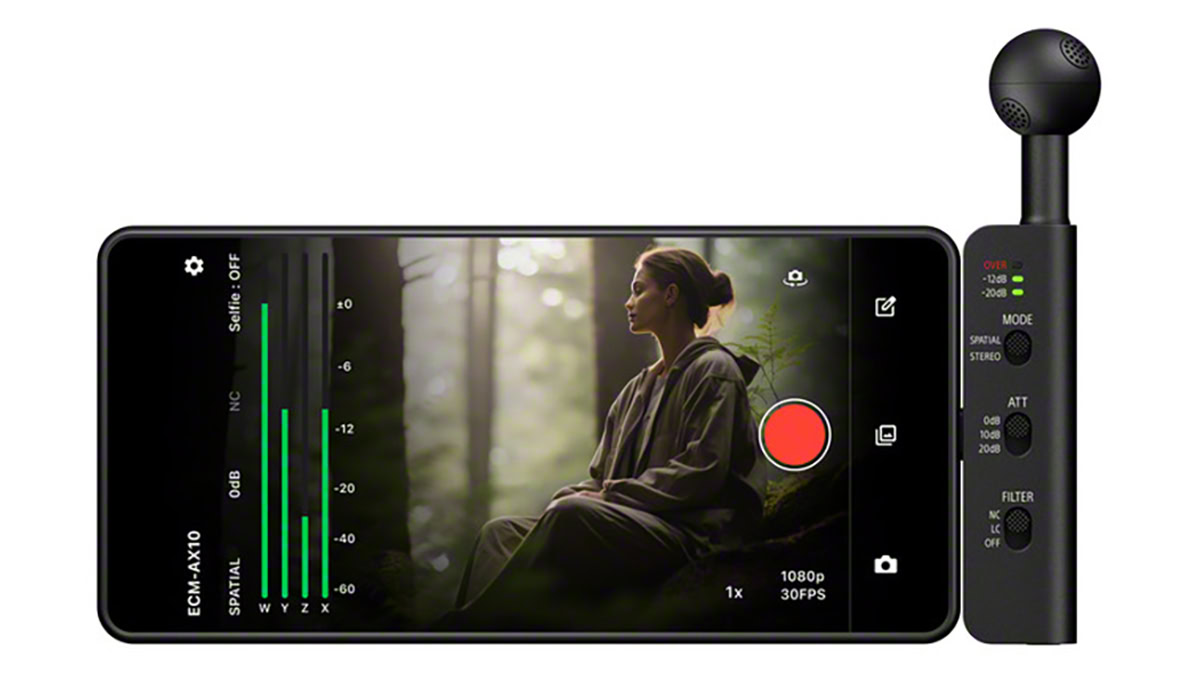sony ecm-ax10 mic recording spatial audio on phone